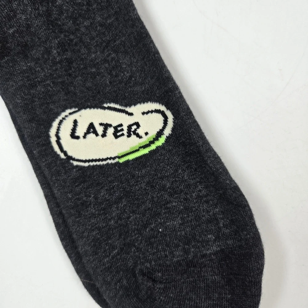 Blue Q Get Sh*t Done Later Mens 7-12 Gray Novelty Funny Gag Gift Crew Socks NEW